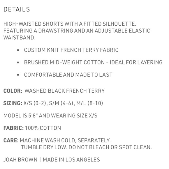 JOAH BROWN Fitted Sweat Short High Waist Sz S/M NWT $108 - Picture 6 of 14